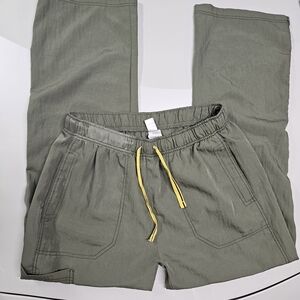WonderWink Olive Green Jogger Pants with Yellow Drawstring